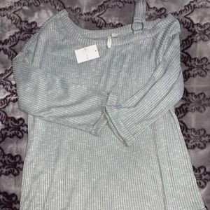 Large, Light Gray, Cute off shoulder long sleeve
